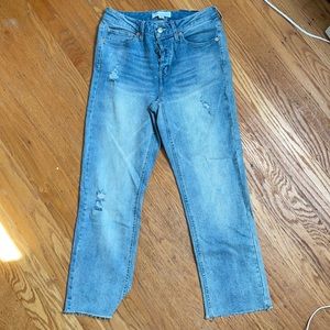 Popsugar “Hi and Bye” Embroidered Mid Rise Straight leg jeans. ***NEW***